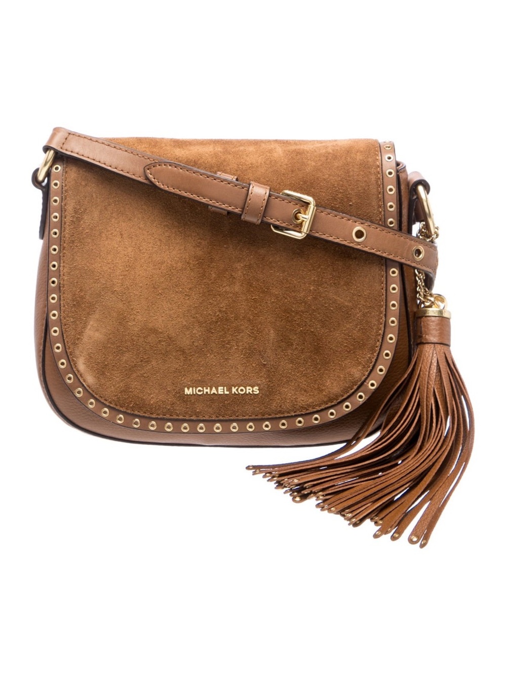 Michael Kors Tan Suede & Leather Crossbody Bag with Tassel